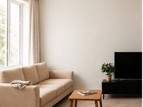 Sala de estar antes: real, simples e vivida